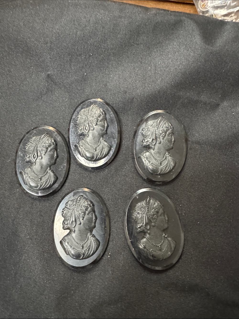cameo Black Vintage Style Oval Woman Profile Cabochons (5)